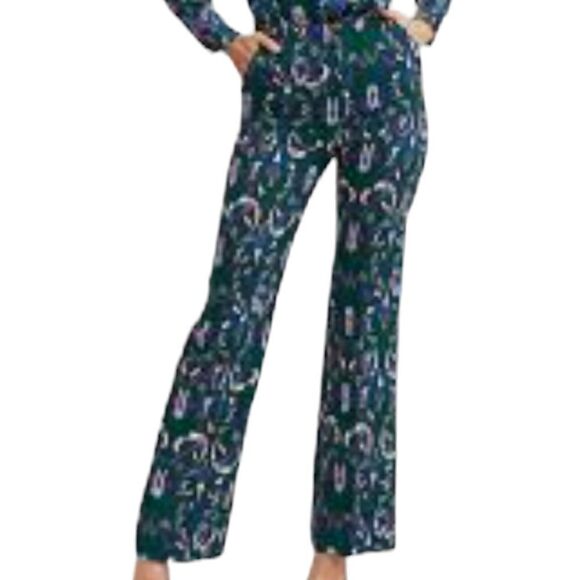 MNG Women's Floral Print Bohemian StraightLeg Dress Pants Trousers Sz 2 - Picture 1 of 8